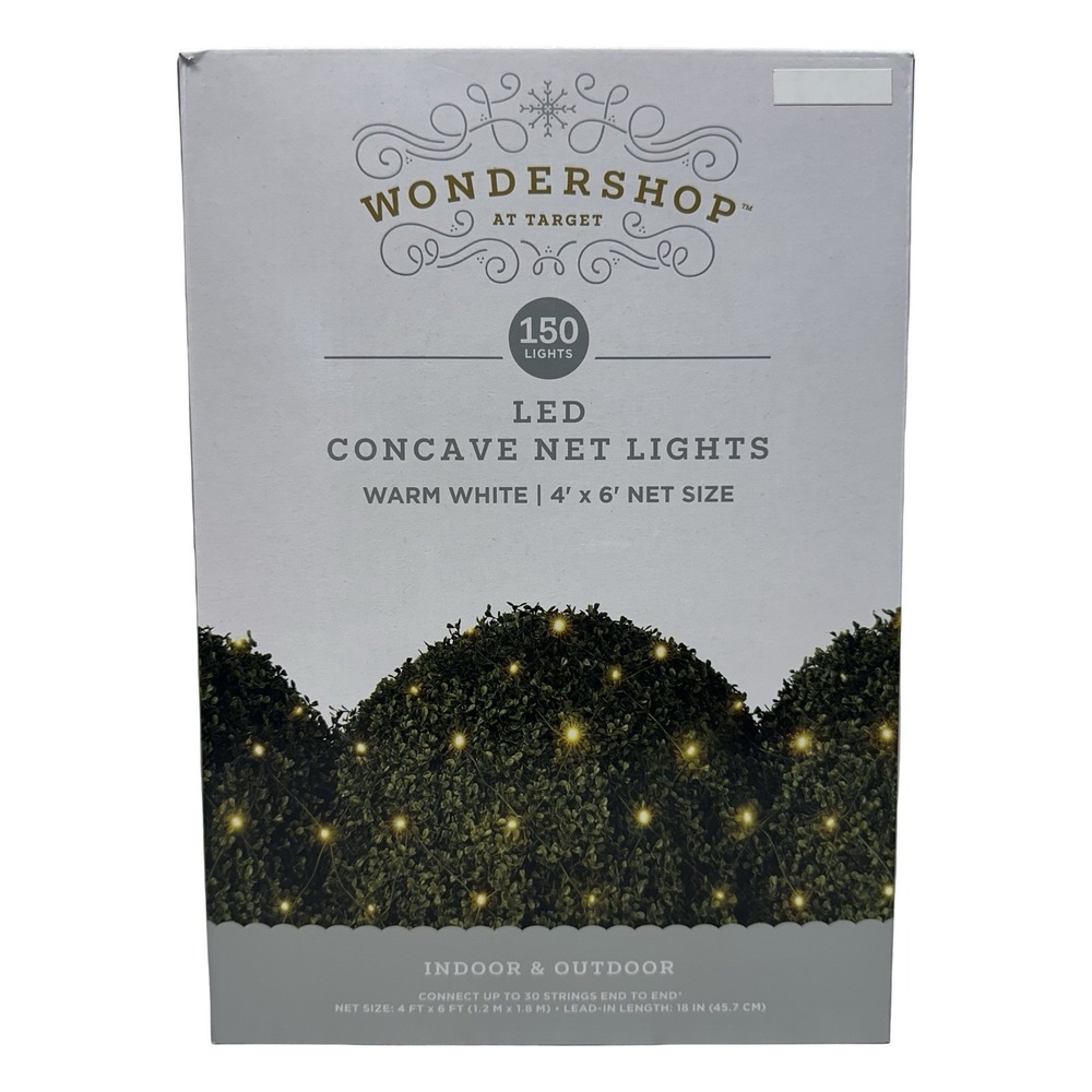 Wondershop Warm White LED Net Lights 90 Lights‎ 4' 6' Feet Green Wire NEW